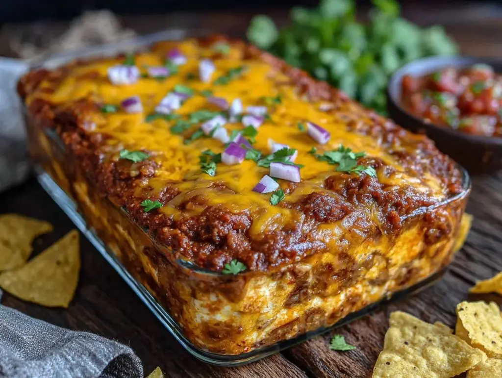 cheesy beef enchilada casserole - featured image