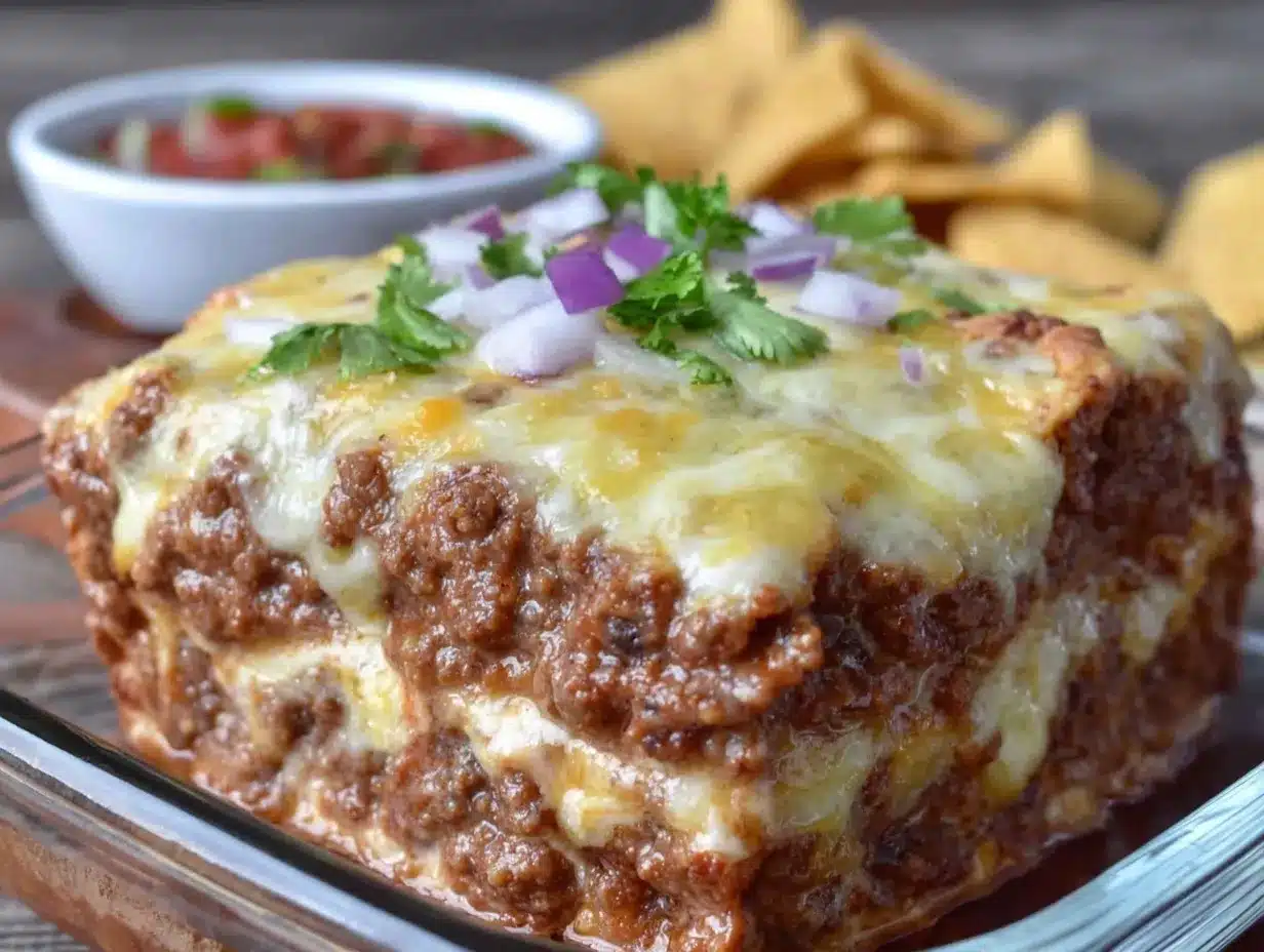 cheesy beef enchilada casserole preparation steps