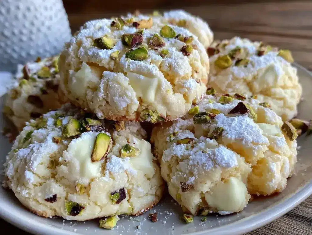 chewy white chocolate pistachio cookies - featured image