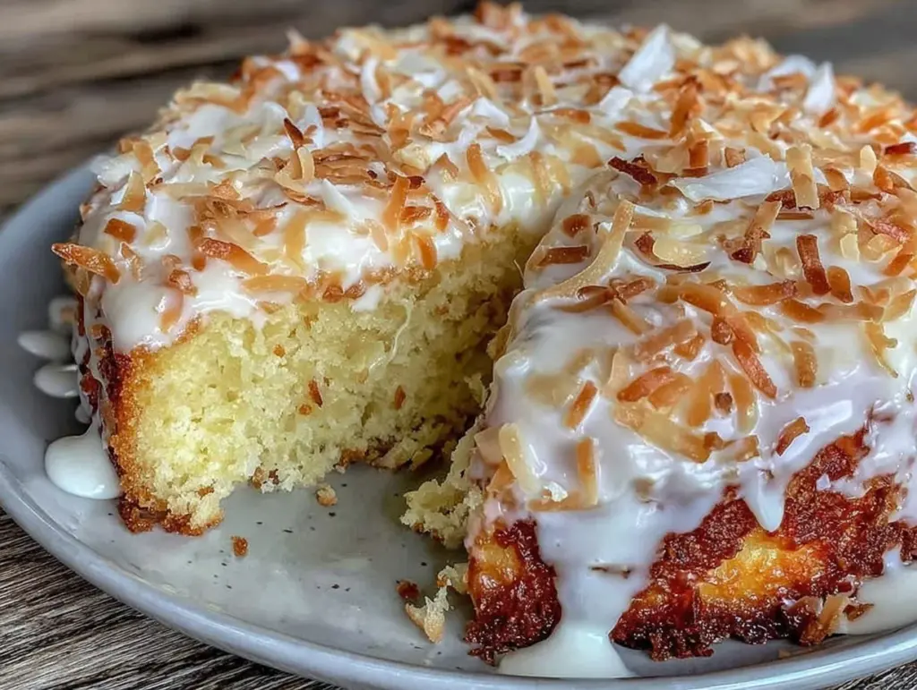 creamy coconut tres leches cake - featured image