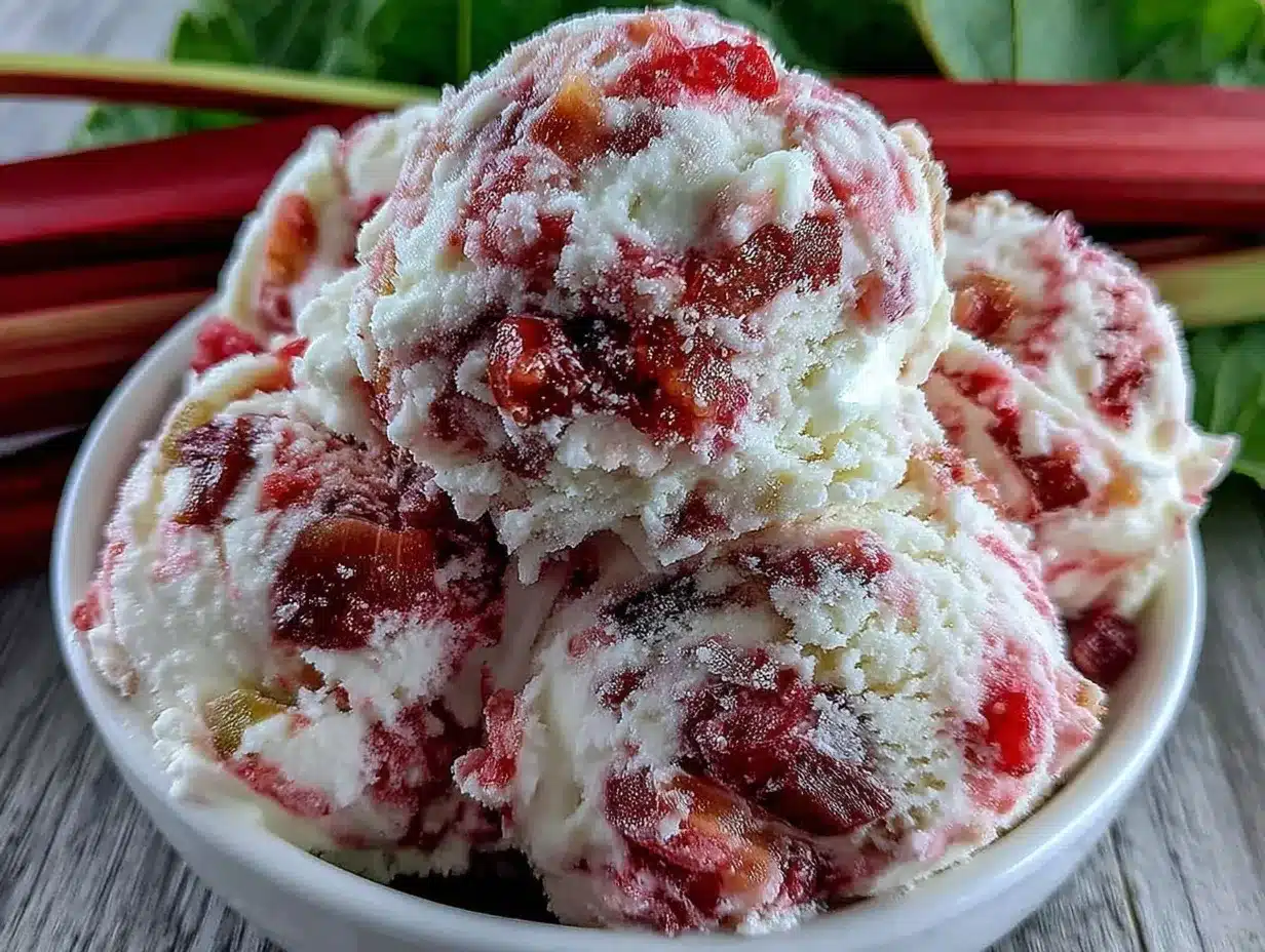 creamy no-churn rhubarb swirl ice cream preparation steps