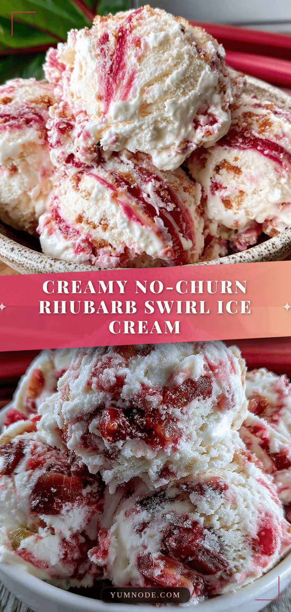 creamy no-churn rhubarb swirl ice cream recipe