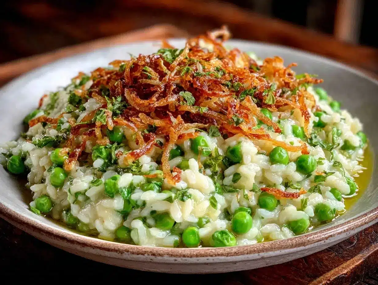 creamy pea and mint risotto preparation steps