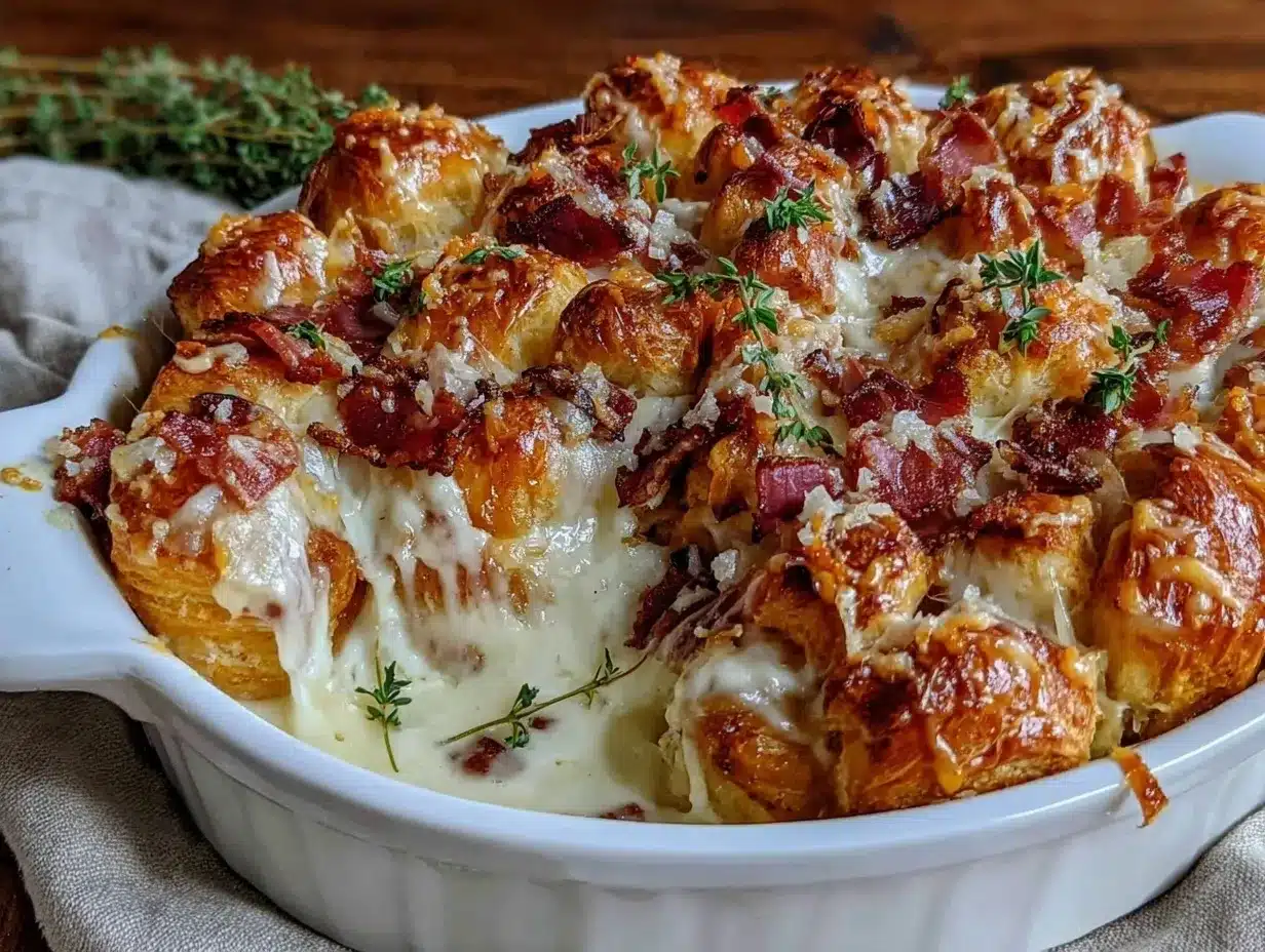 crispy baked brie and prosciutto croissant bake preparation steps