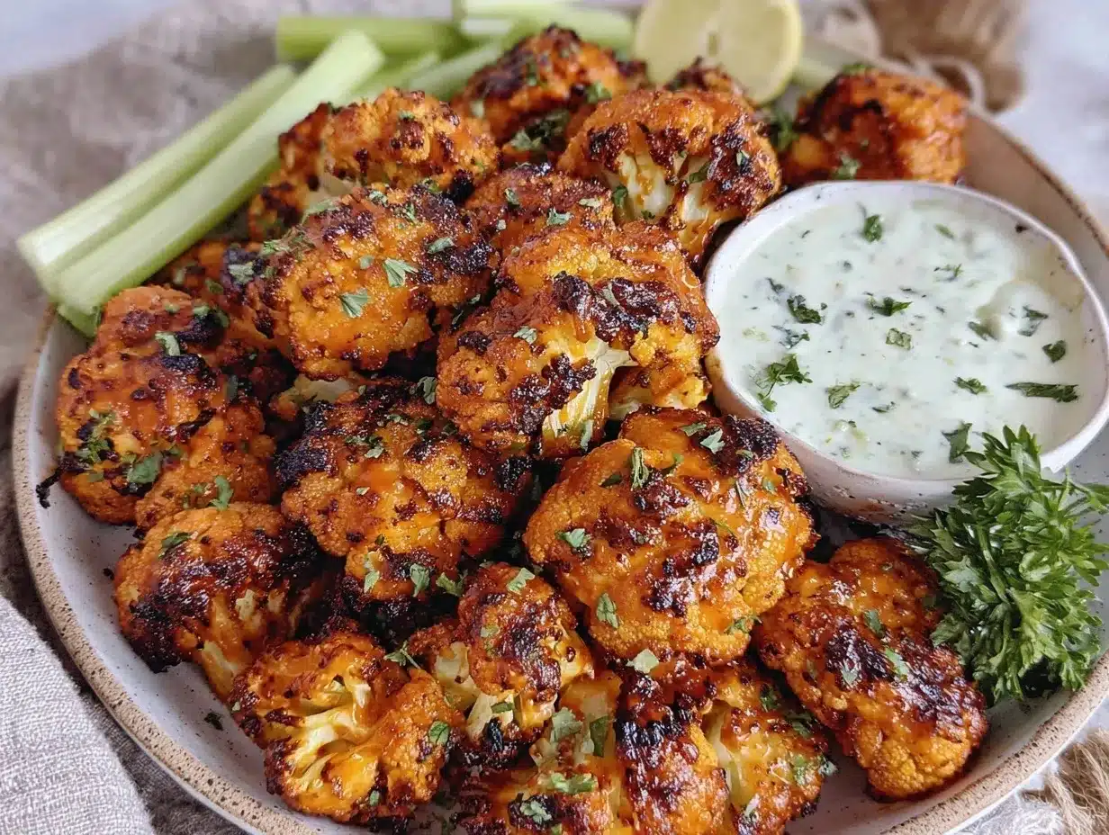 crispy baked buffalo cauliflower bites preparation steps