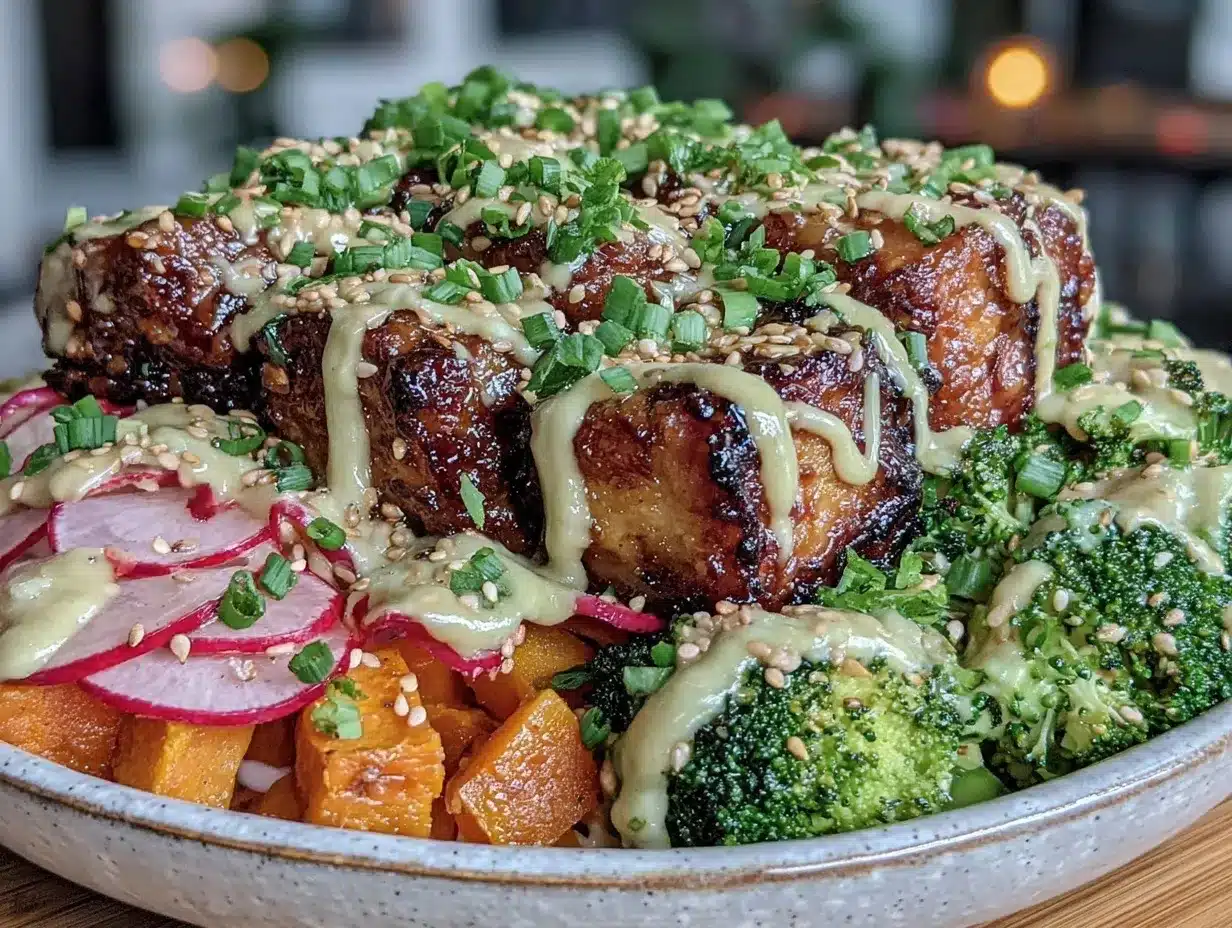 crispy baked tofu buddha bowl preparation steps