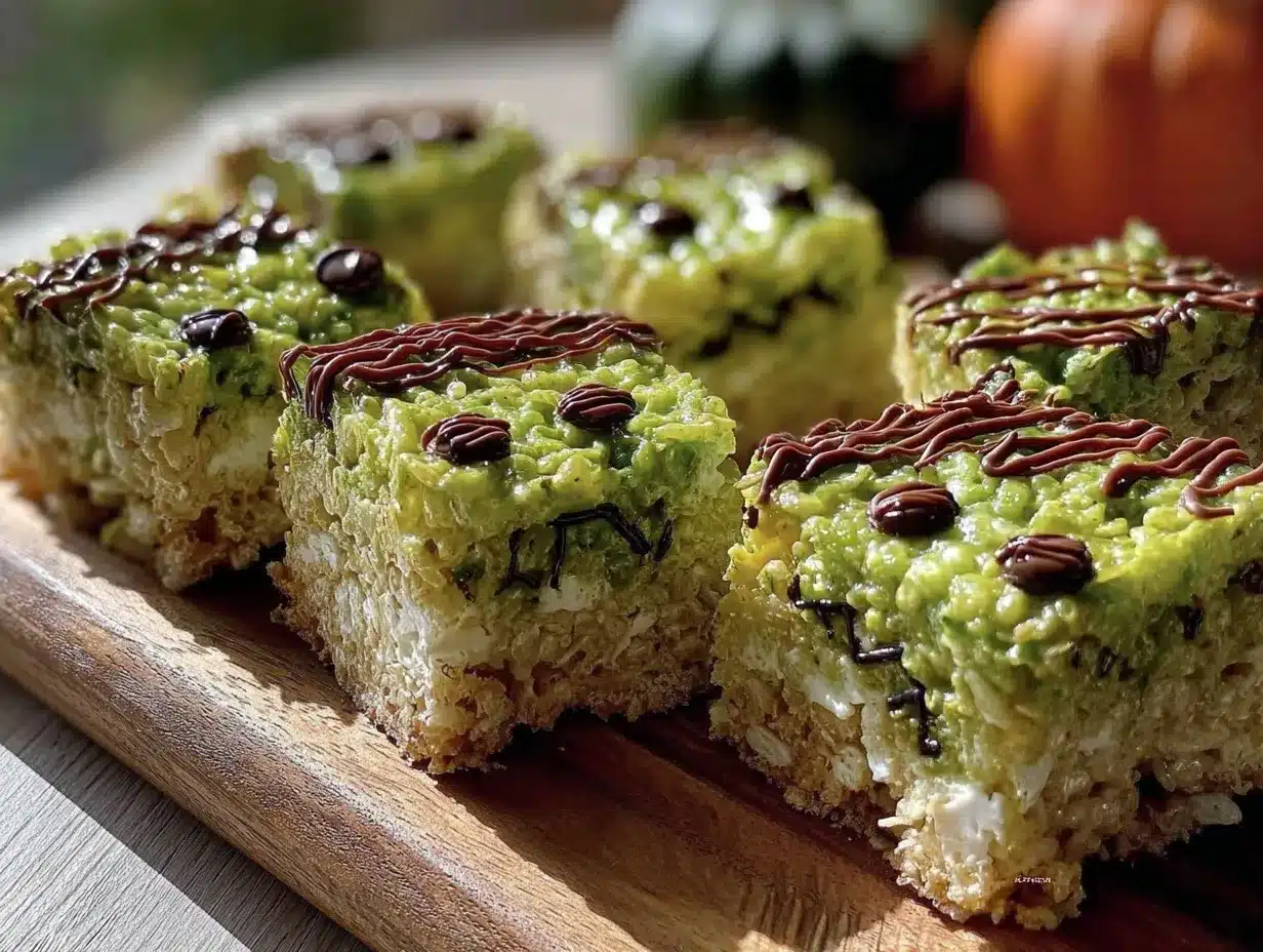 Crispy Frankenstein Rice Krispie Treats preparation steps