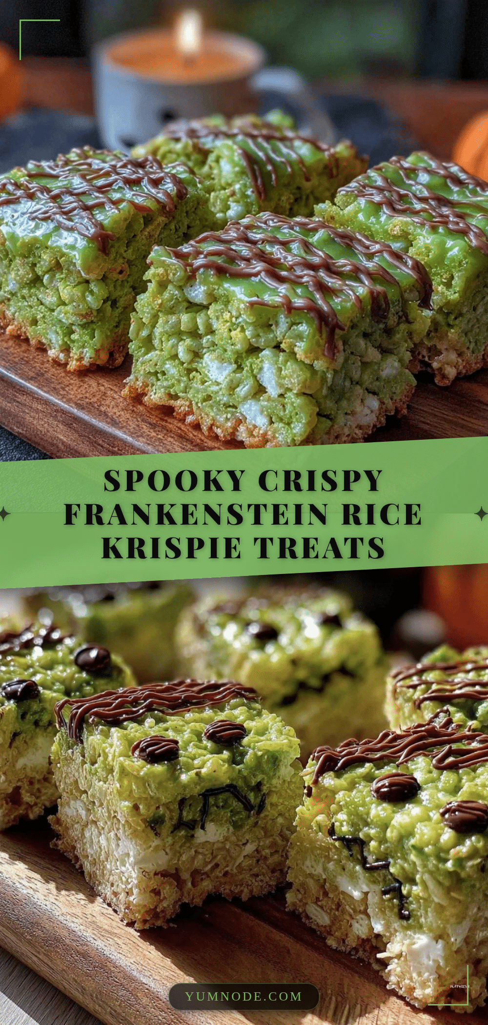 Crispy Frankenstein Rice Krispie Treats recipe