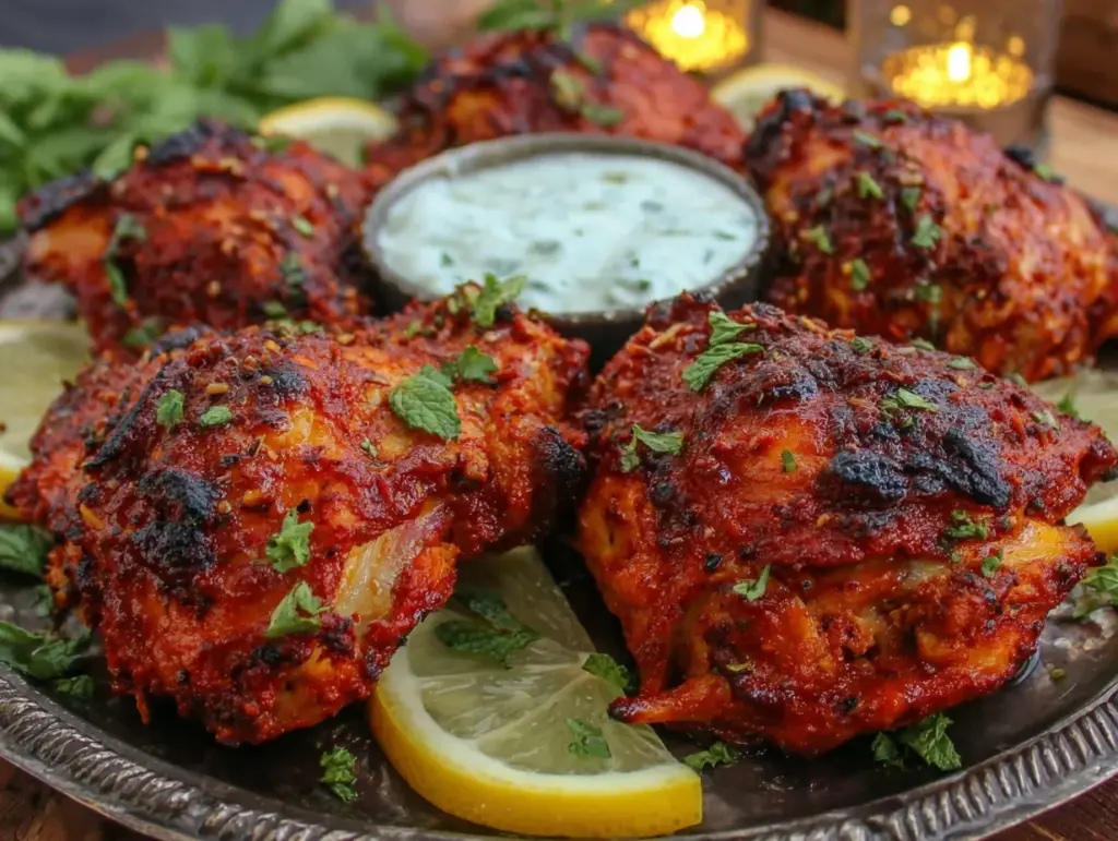 crispy sheet pan tandoori chicken thighs - featured image