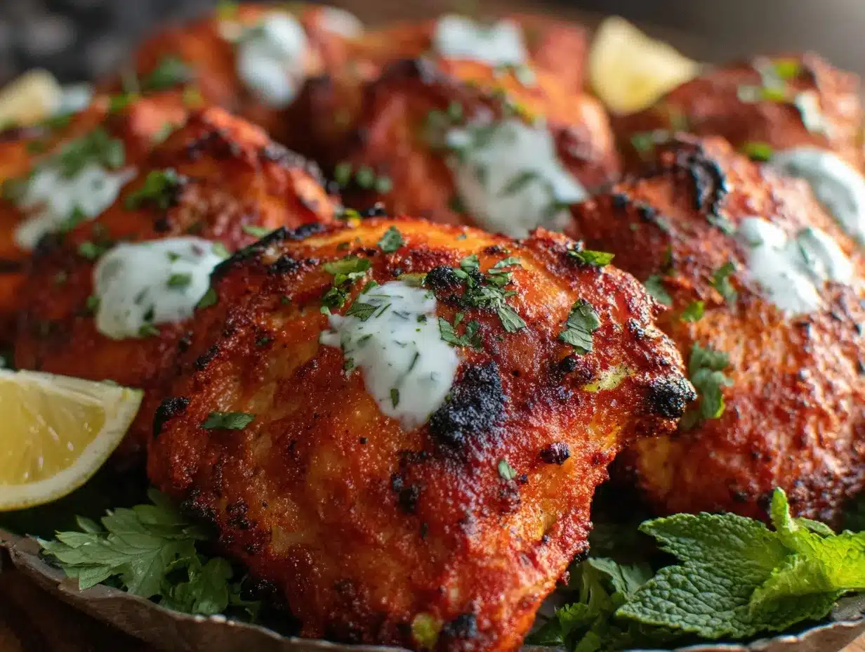 crispy sheet pan tandoori chicken thighs preparation steps