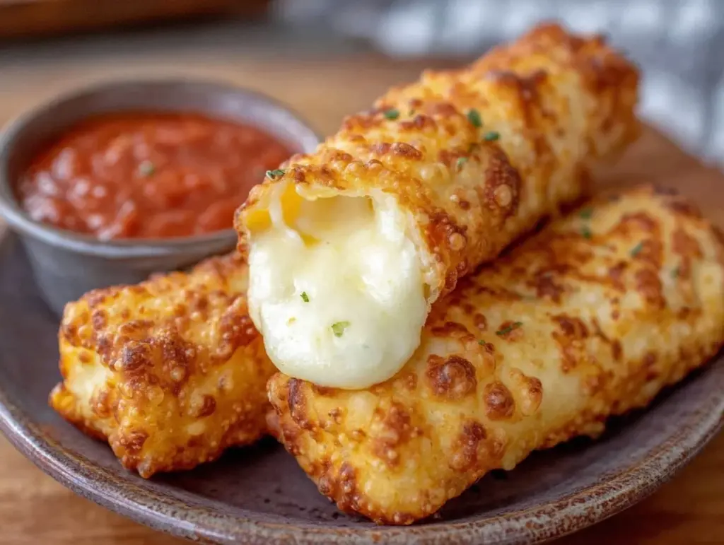 crispy wonton mozzarella sticks - featured image