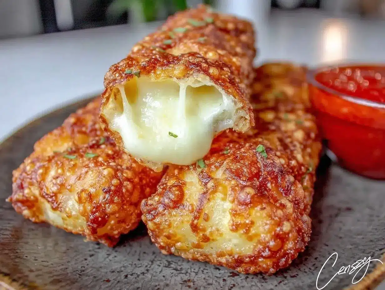 crispy wonton mozzarella sticks preparation steps