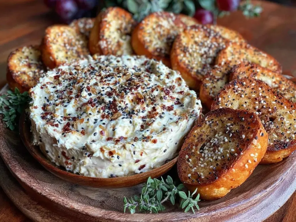 everything bagel seasoning cream cheese board - featured image