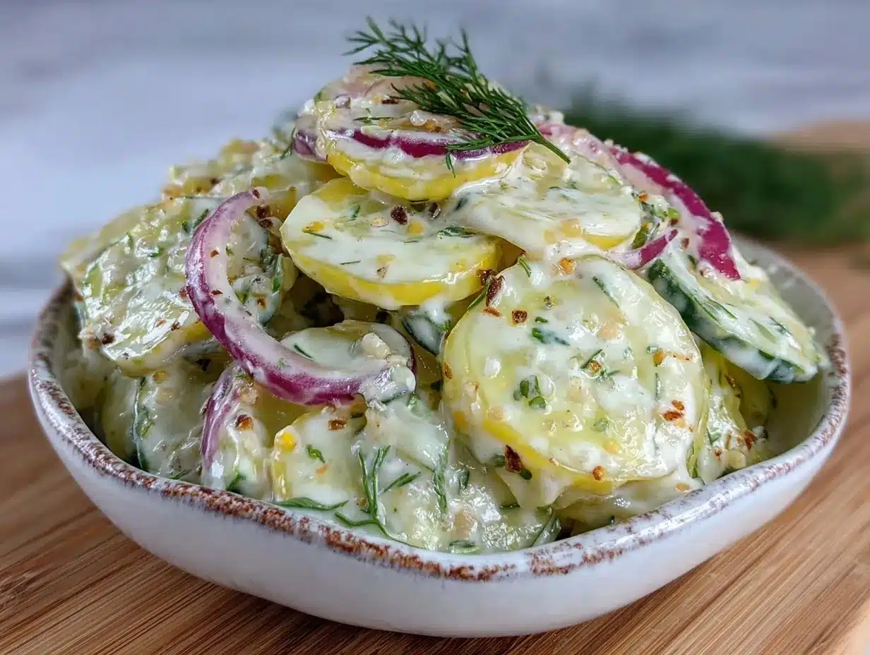 fresh creamy dill cucumber salad preparation steps