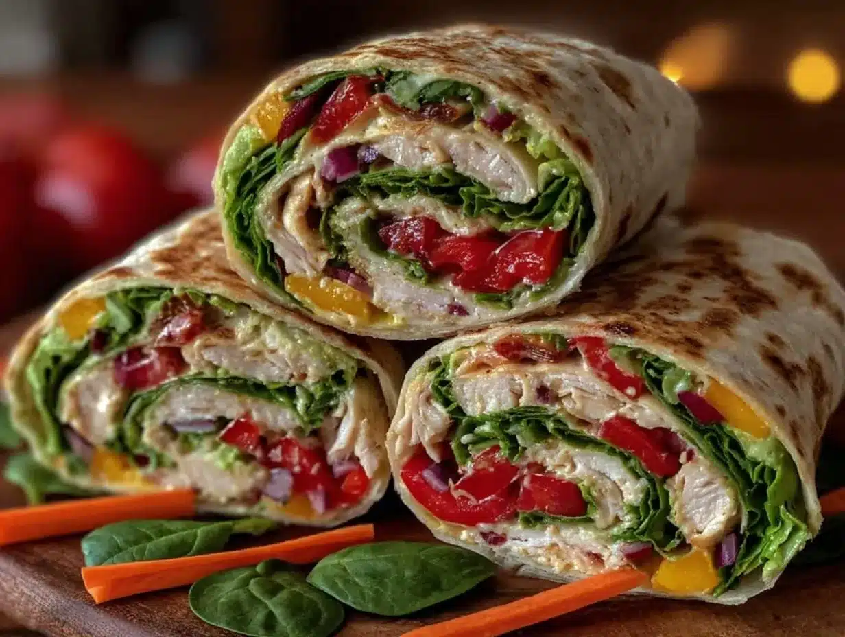 Fresh Rainbow Pinwheel Sandwich Wraps preparation steps