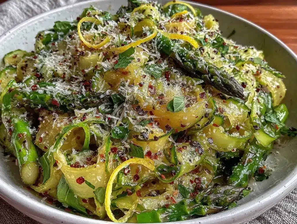 fresh shaved asparagus salad - featured image