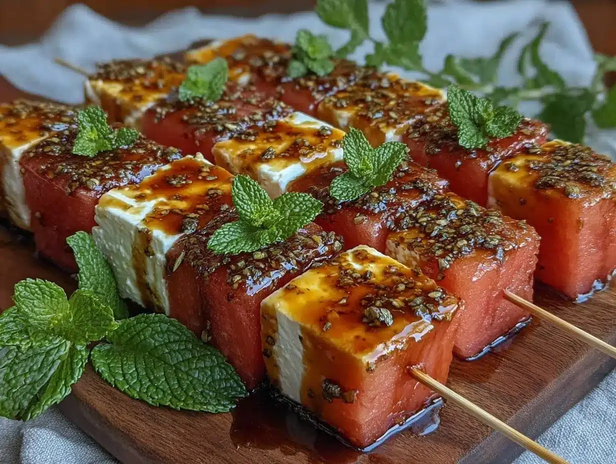 Fresh Watermelon Feta Skewers preparation steps