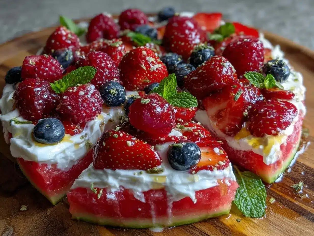 fresh watermelon pizza preparation steps