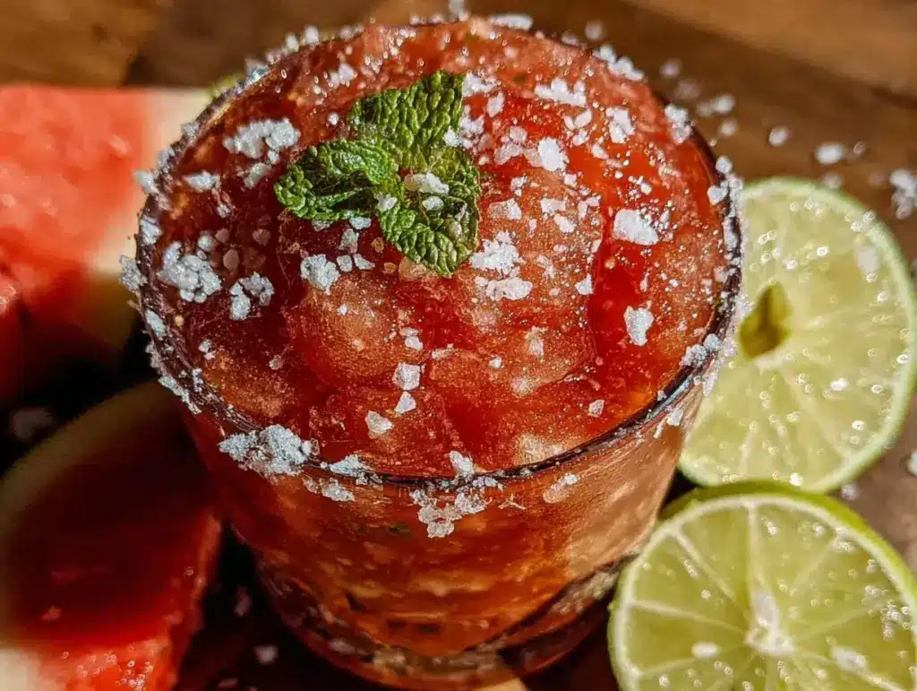 frozen watermelon margarita slushie - featured image