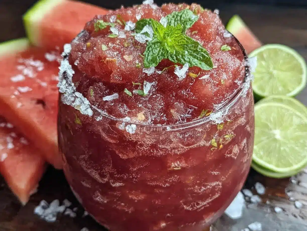 frozen watermelon margarita slushie preparation steps