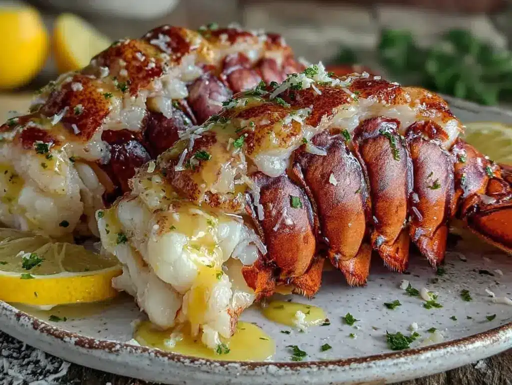 garlic butter lemon lobster tails - featured image