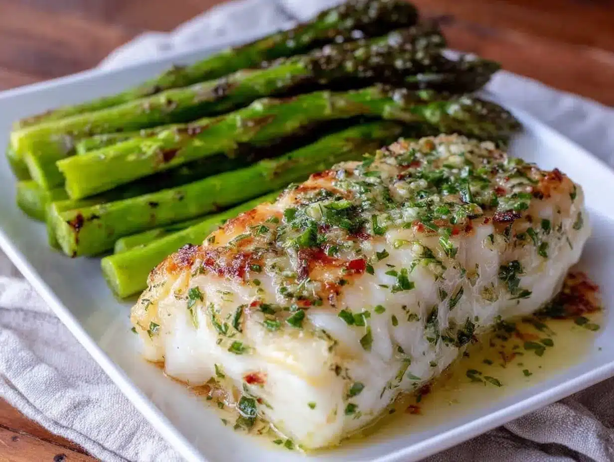 garlic herb butter baked cod preparation steps
