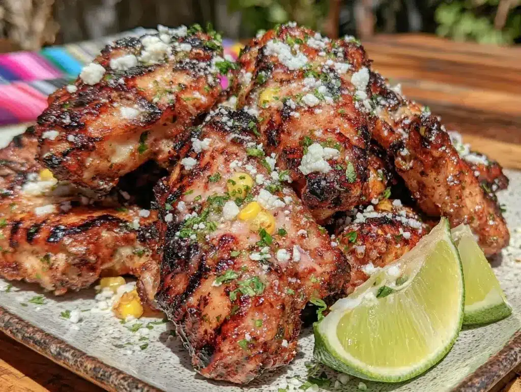 grilled elote-style chicken wings - featured image