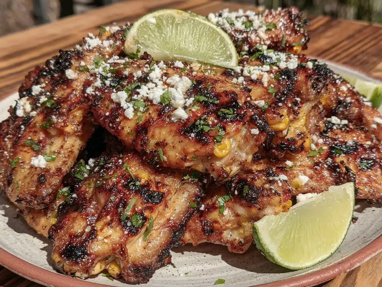 grilled elote-style chicken wings preparation steps