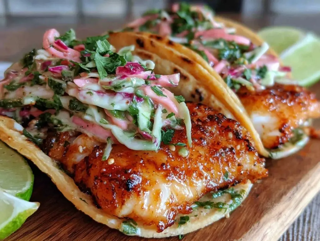honey lime glazed tilapia tacos - featured image
