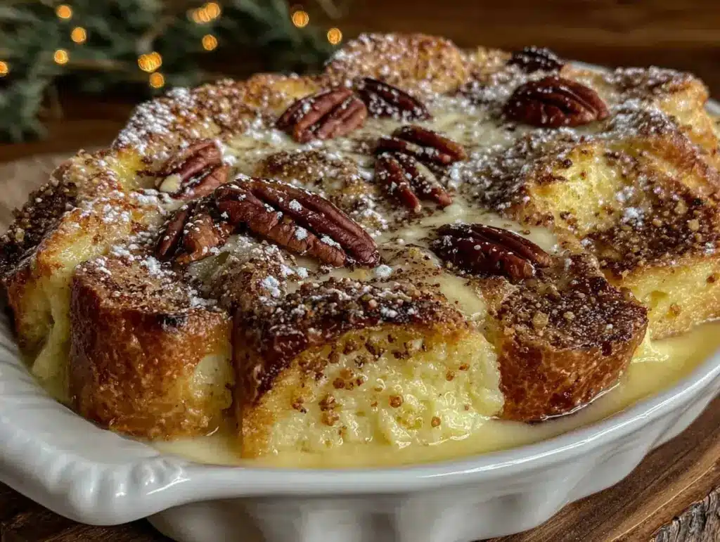 overnight eggnog french toast casserole - featured image