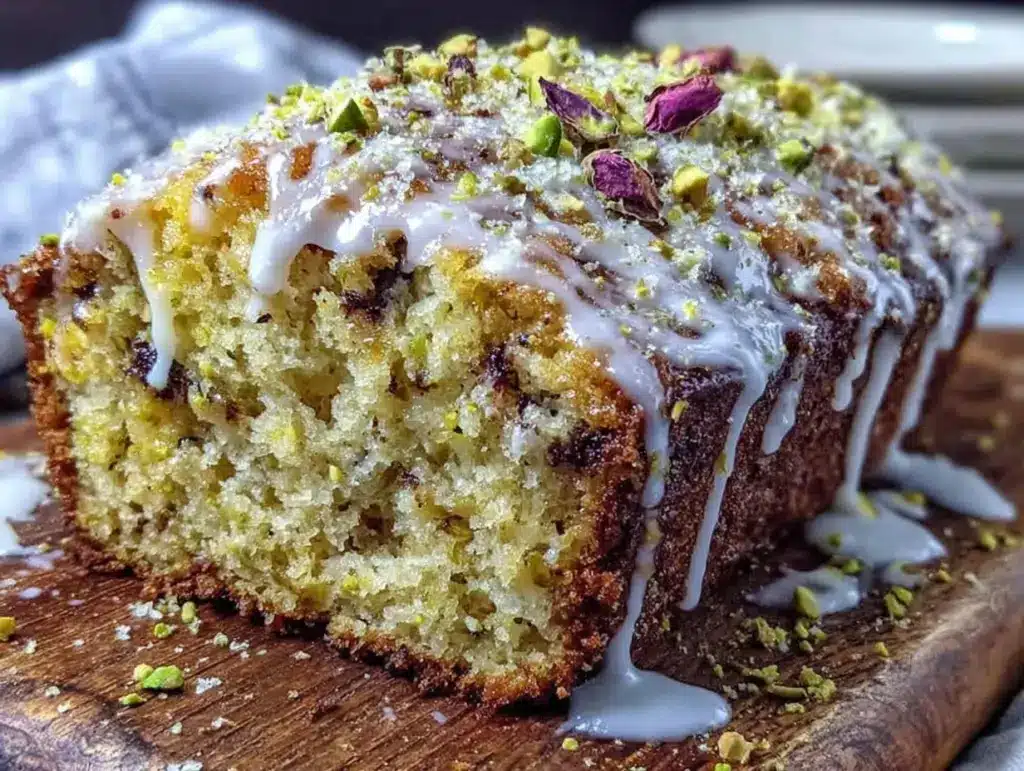 pistachio cardamom loaf cake - featured image