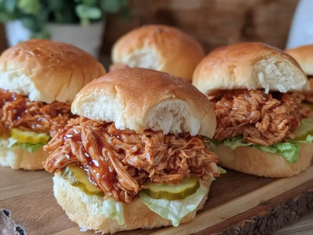 slow cooker bbq pulled chicken sandwiches - featured image
