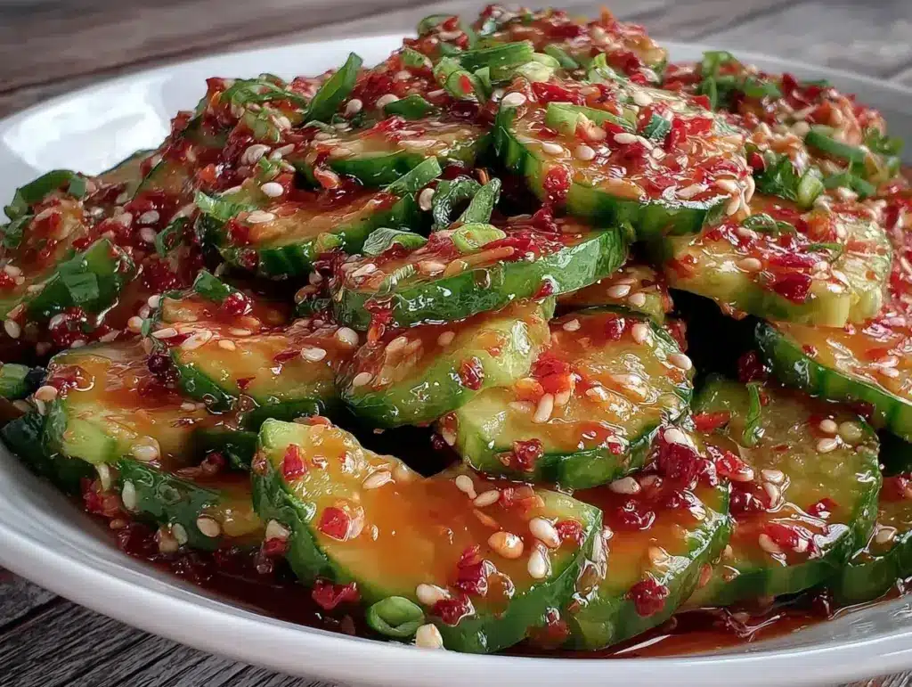 spicy crunchy asian cucumber salad - featured image