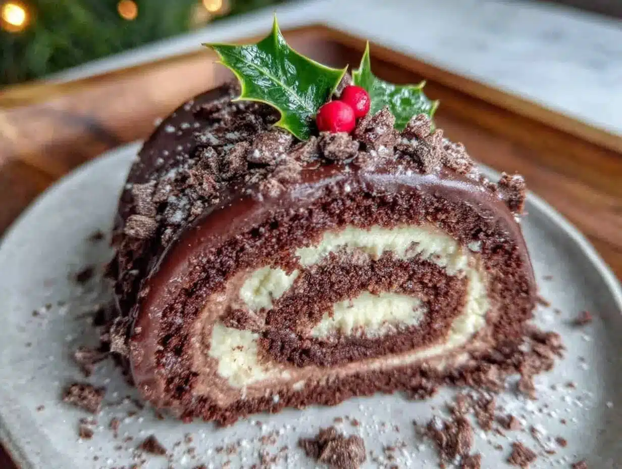 Yule log cake recipe preparation steps