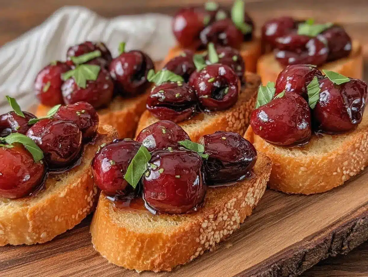 balsamic roasted cherry bruschetta preparation steps