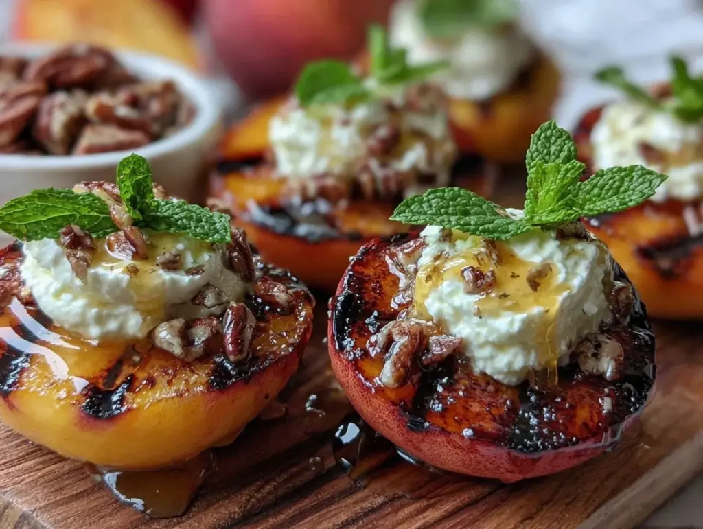 bourbon grilled peaches - featured image