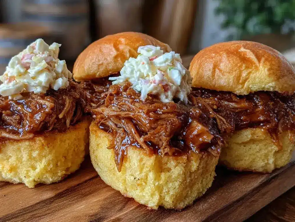 brown sugar bourbon pulled pork sliders - featured image