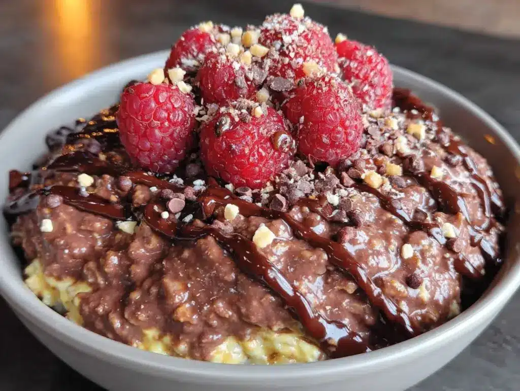 chocolate protein oatmeal bowl - featured image