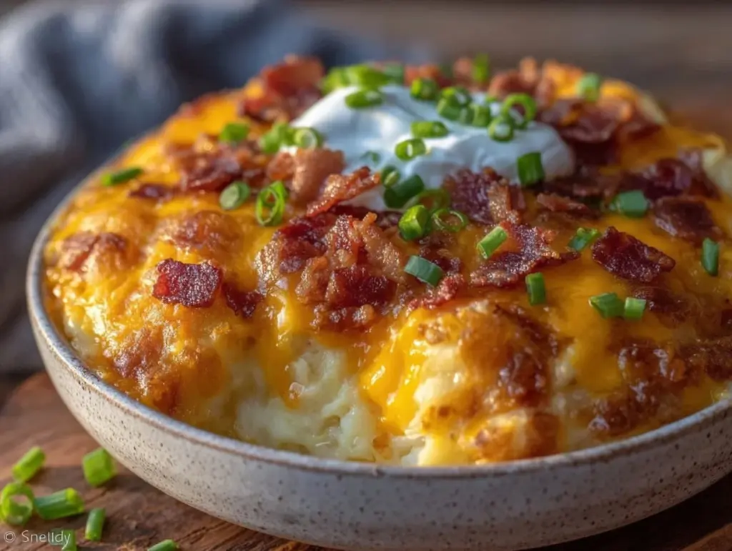 creamy cheesy loaded potato soup with bacon - featured image