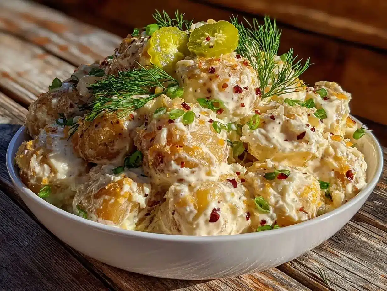 creamy dill pickle potato salad preparation steps