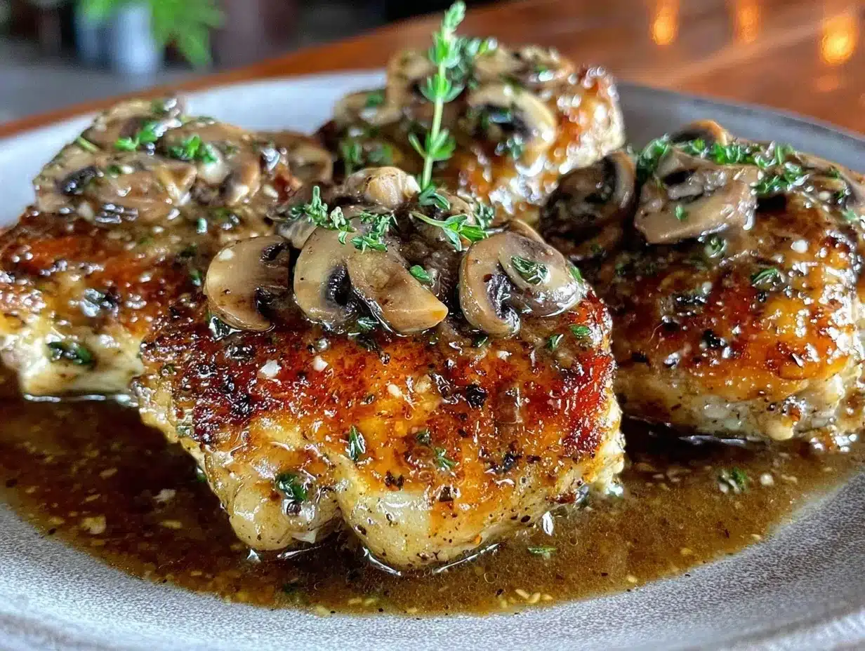 creamy garlic mushroom chicken thighs preparation steps