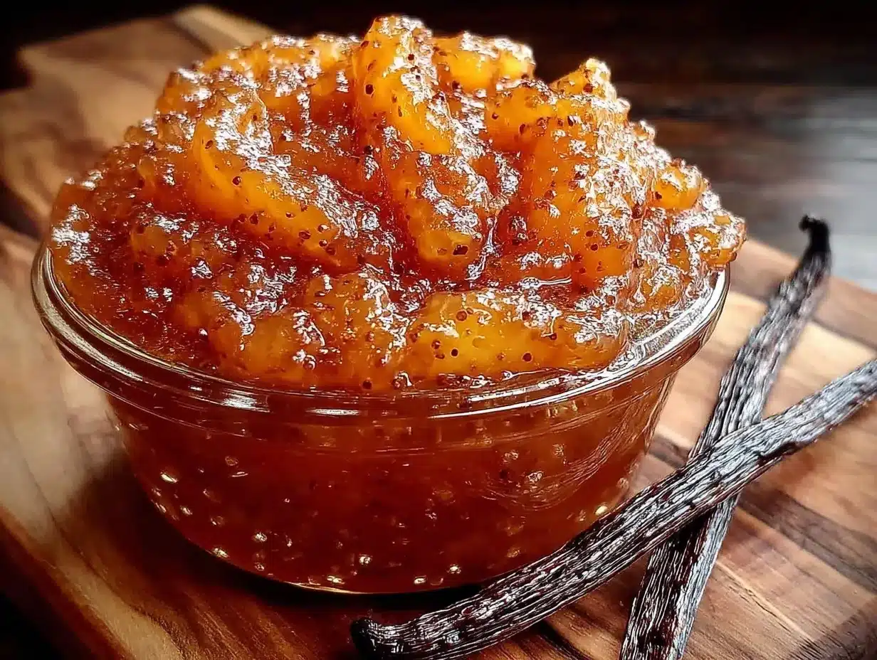 creamy peach vanilla bean jam preparation steps