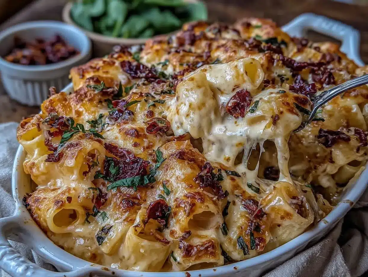 creamy sun-dried tomato pasta with spinach preparation steps
