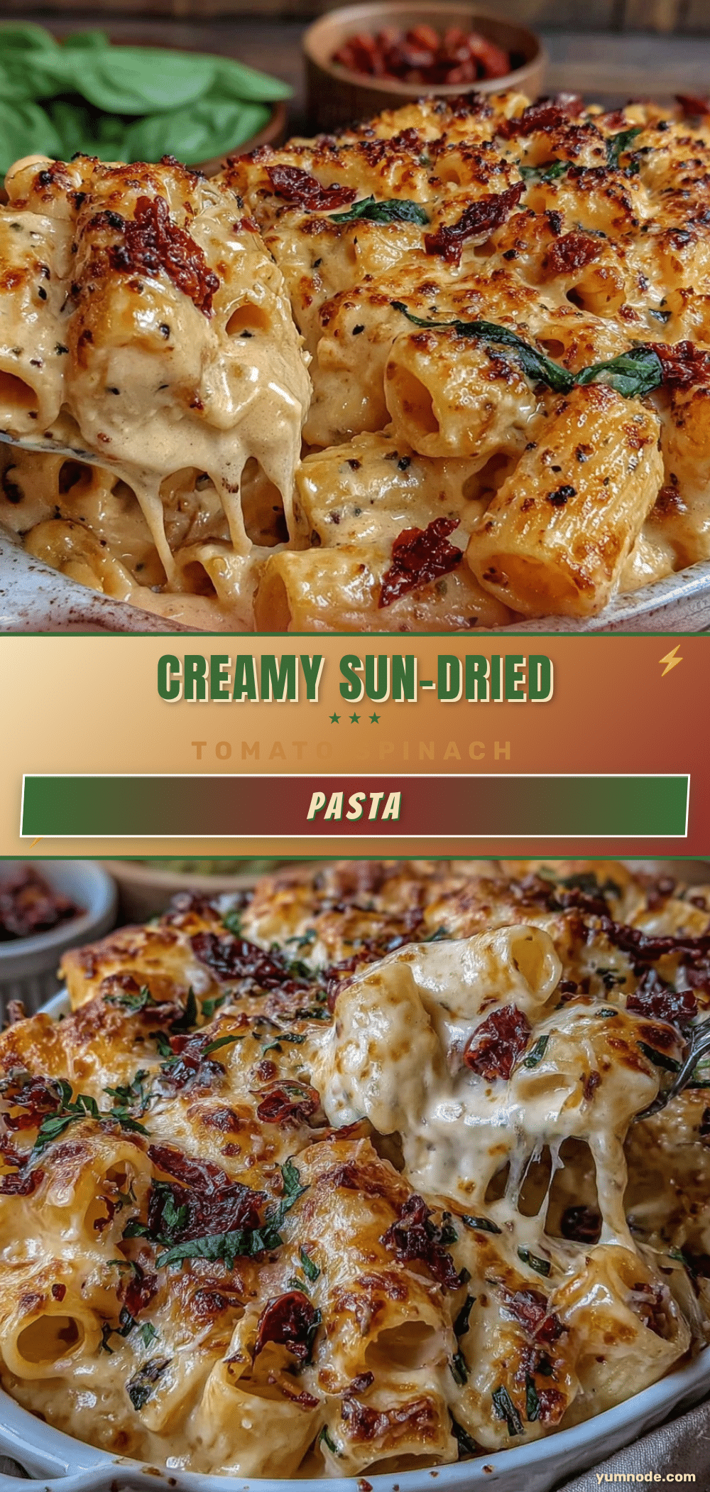 creamy sun-dried tomato pasta with spinach recipe