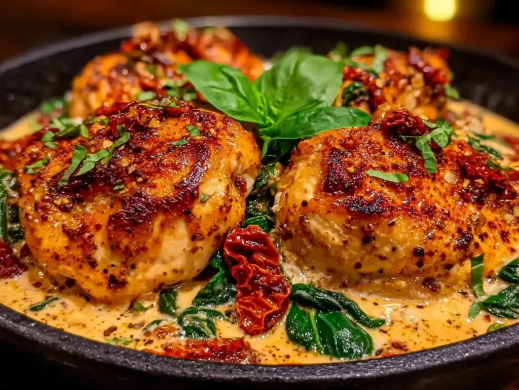 creamy tuscan chicken skillet - featured image