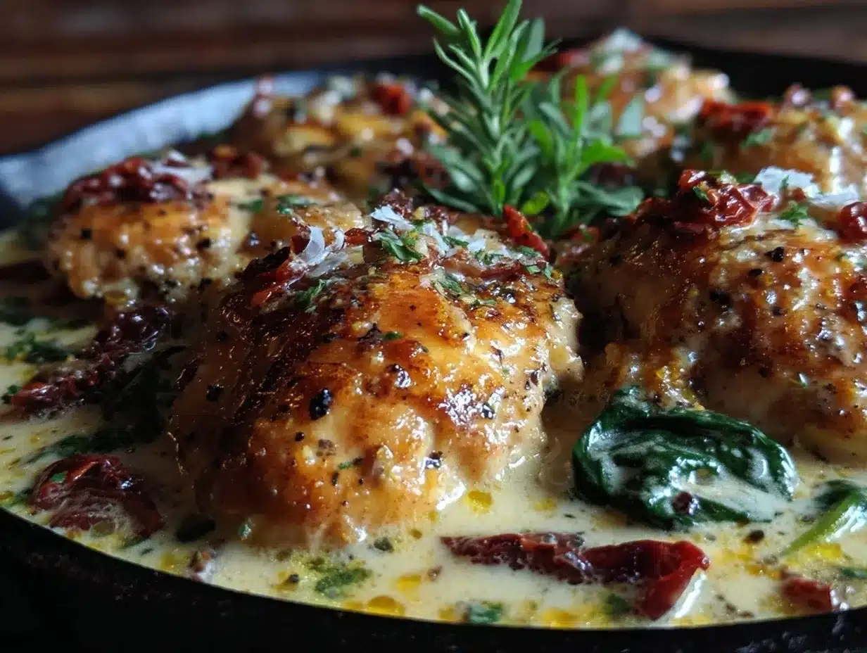 creamy tuscan chicken skillet preparation steps