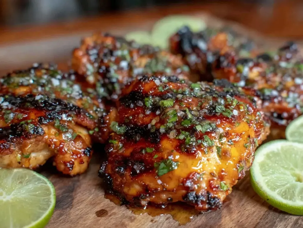 crispy cilantro lime grilled chicken thighs - featured image