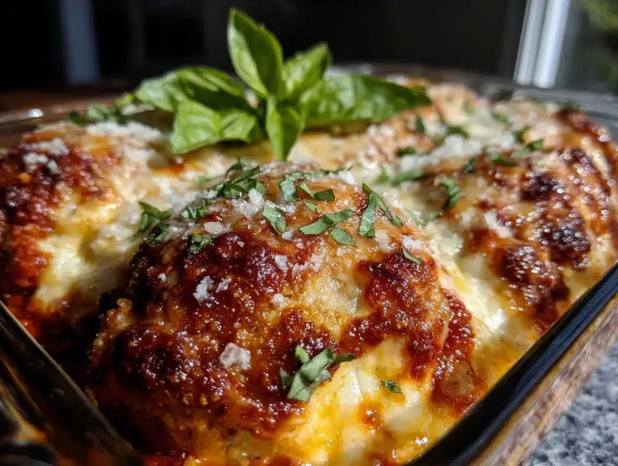 easy cheesy dump-and-bake chicken parmesan casserole preparation steps