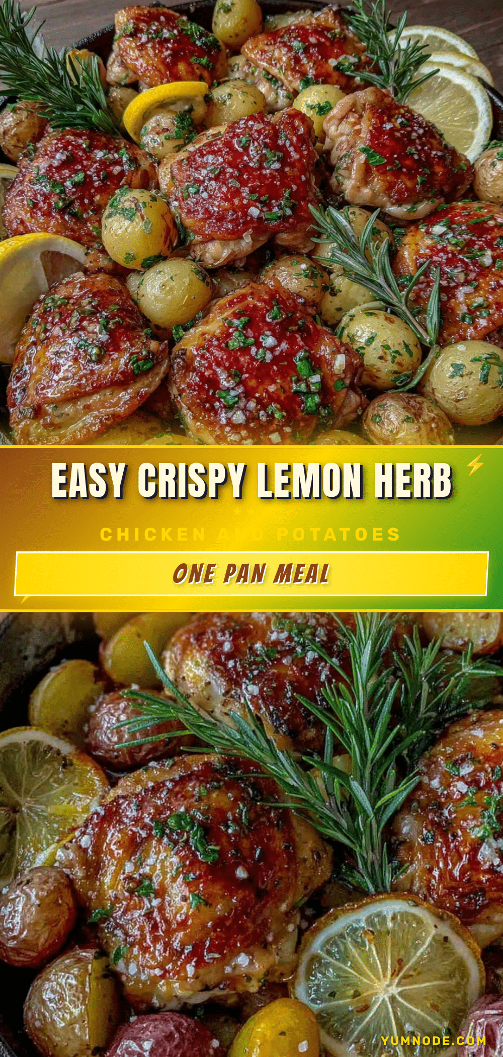 easy crispy one-pan lemon herb chicken and potatoes recipe