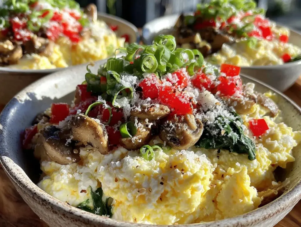 easy egg white veggie scramble meal prep bowls - featured image